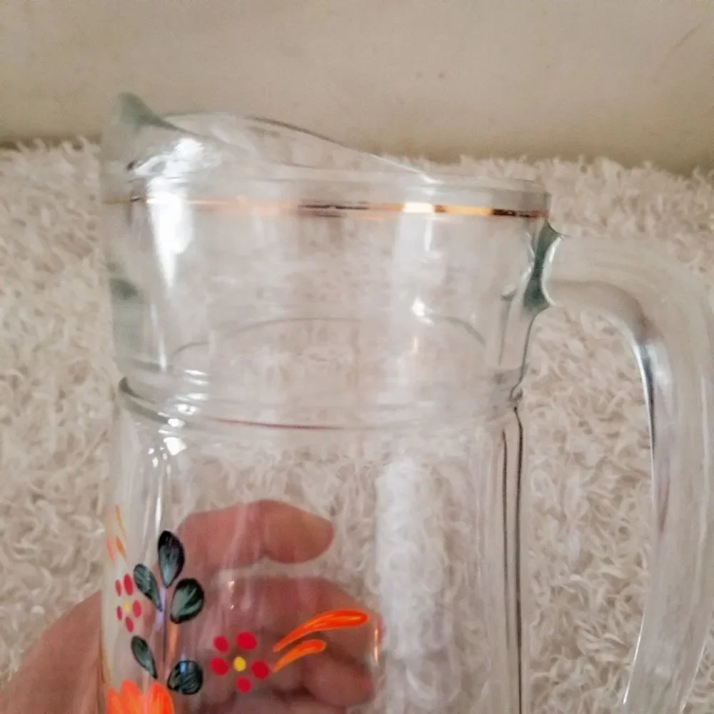 Vintage juice handpainted floral pitcher